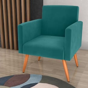 Poltrona Decorativa Para Sala Luan Veludo Verde Menta