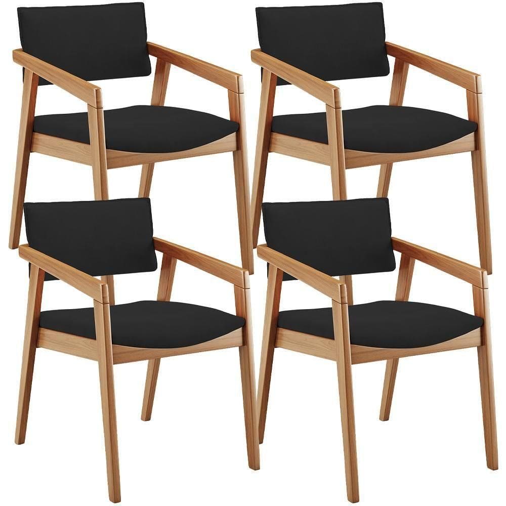 Kit 04 Cadeiras Para Sala De Jantar Estar Living Giorgia B04 Suede Preto