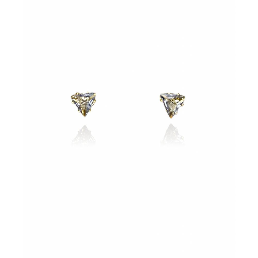 Brinco Triângulo Com Zircônia Lavanda Folheado Em Ouro 18k