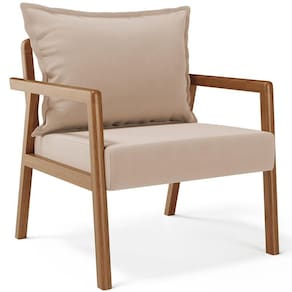 Poltrona Decorativa Para Sala De Estar E Living Alícia B04 Suede Bege