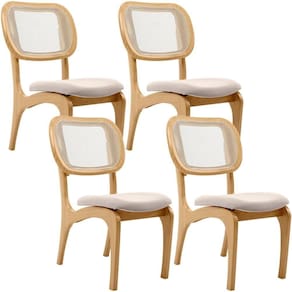 Kit 4 Cadeiras Para Sala De Jantar Estofada E Tela Mariah L02 Seude Bege