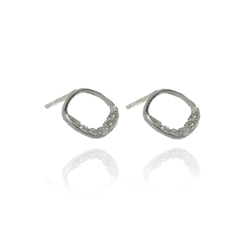 Brinco Losango Com Metade De Zircônia Em Prata 925