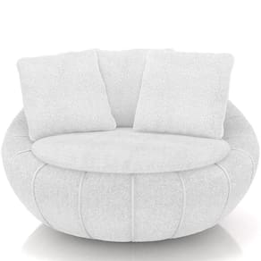 Poltrona Giratória Para Sala De Estar Decorativa Kira M03 Bouclê Branco - Lyam Decor