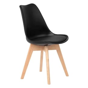 Cadeira Leda – Charles Eames, Saarinen Wood Com Almofada Preta