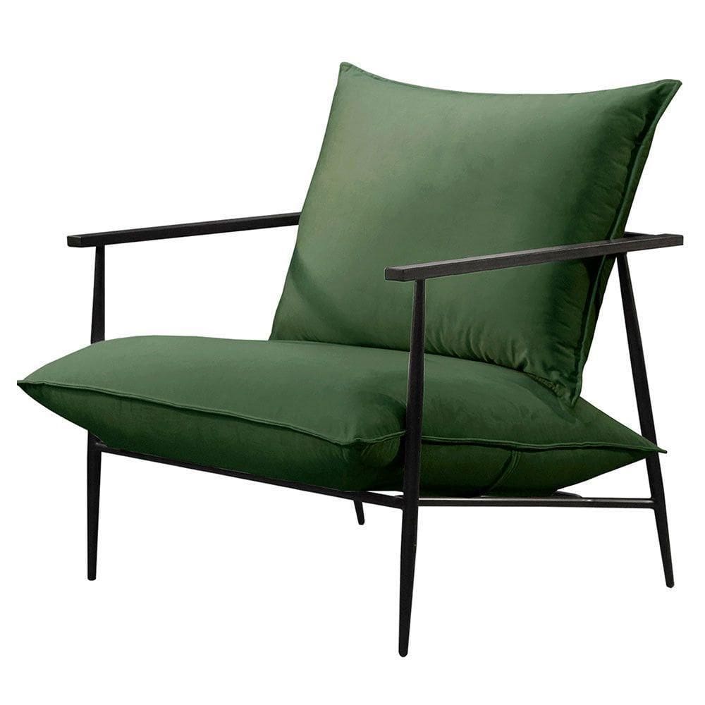 Poltrona Agatha Luxo Base Em Metal Industrial Castellar Móbile Verde