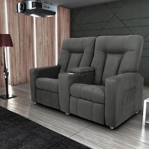 Poltrona 2 Lugares Reclinável Lara Veludo Light Cinza