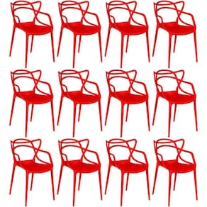 Kit 12 Cadeiras Allegra Empilhável Com Inmetro Magazine Decor - Vermelho
