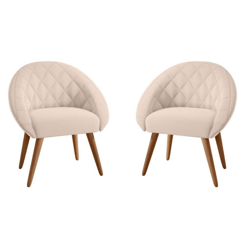 Conjunto Poltrona Para Sala De Recepção Celina Linha Bege