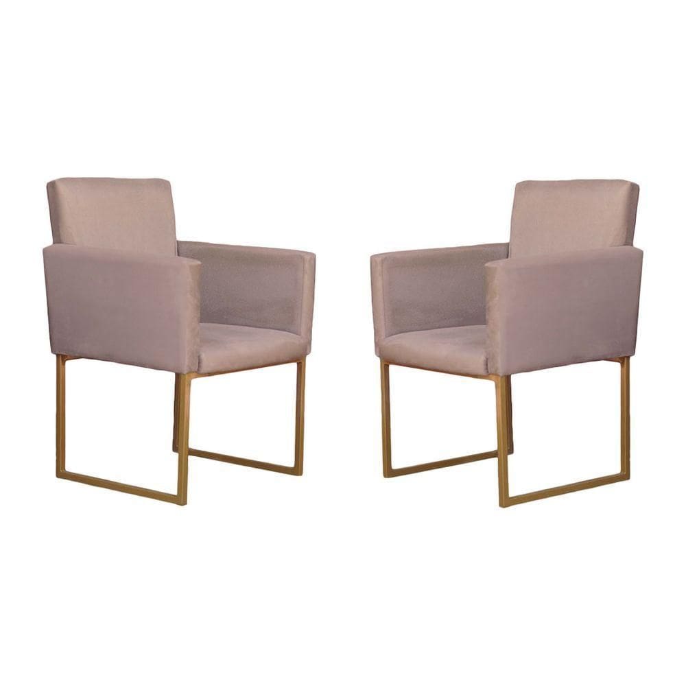 Conjunto 02 Poltronas Para Recepção E Sala Klara Suede Bege