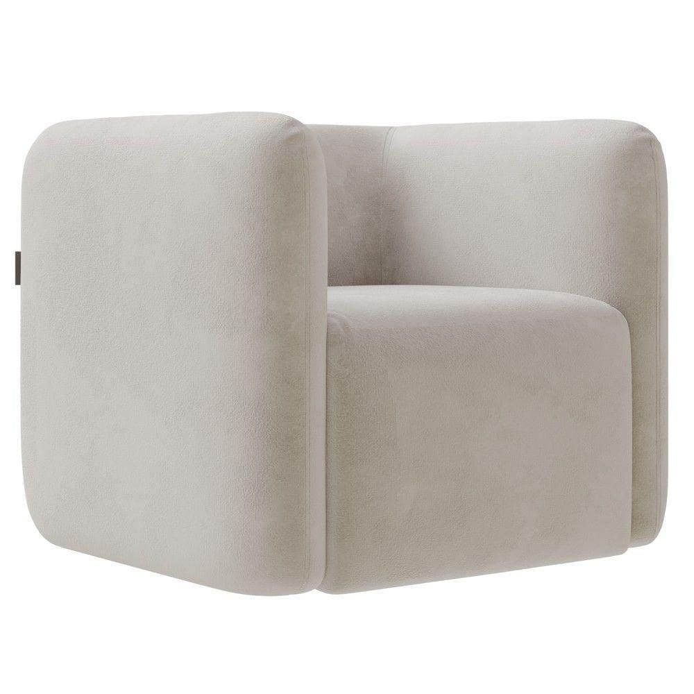 Poltrona Para Sala De Estar Decorativa Quadrada Maggie K04 Veludo Bege - Mpozenato