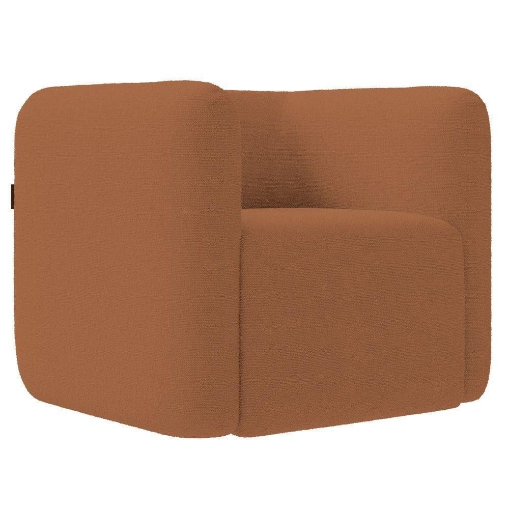 Poltrona Para Sala De Estar Decorativa Quadrada Maggie K04 Bouclê Terracota - Mpozenato