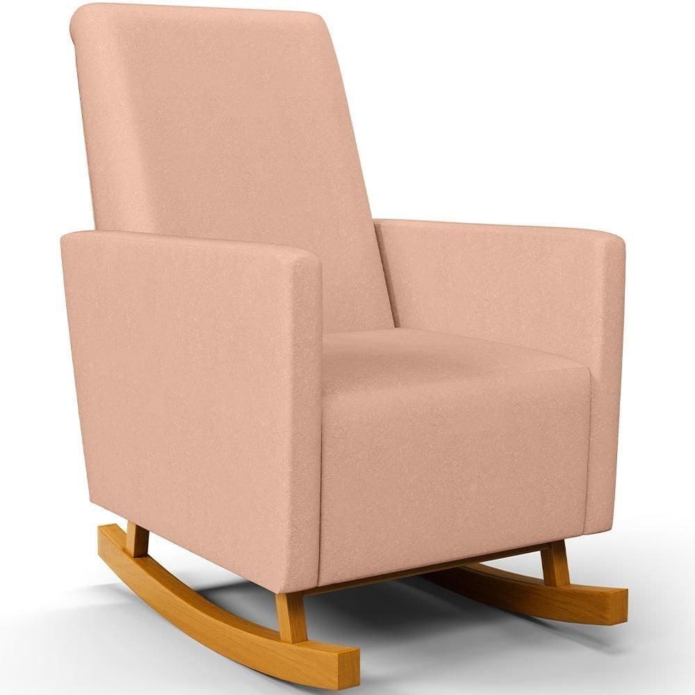 Poltrona De Amamentação Com Balanço Ravena W01 Linho Rosê - Lyam Decor
