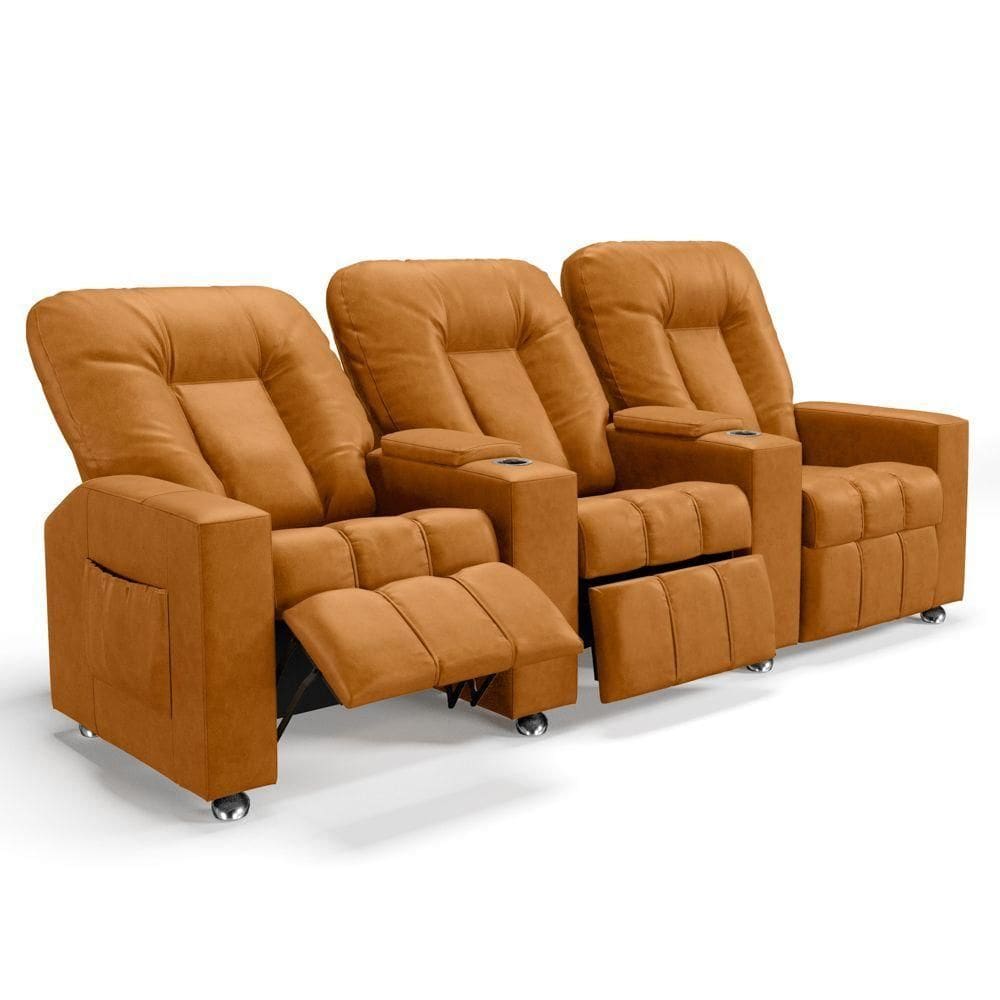 Poltrona Reclinável Para Cinema 3 Lugares Praddo Fh9 Pu Whisky Mpozenato