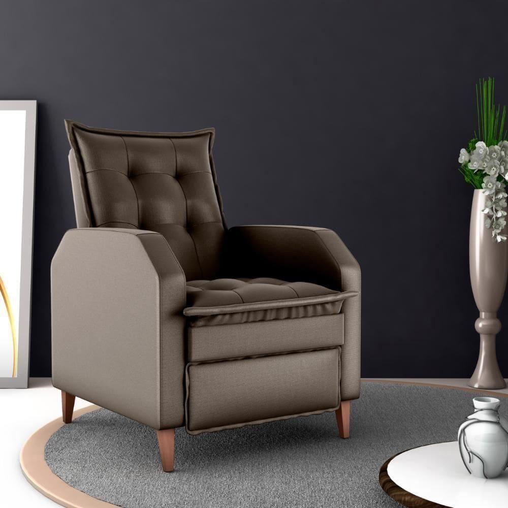 Poltrona Reclinável Do Papai Bath Veludo Turkey Marrom