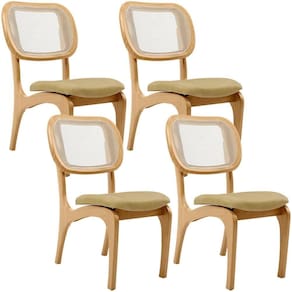 Kit 4 Cadeiras Para Sala De Jantar Estofada E Tela Mariah L02 Couríssimo Fendi