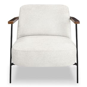 Poltrona Para Sala Pés Metálicos Ellen S06 Bouclê Branco - Mpozenato