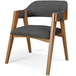 Cadeira Para Sala De Jantar E Estar Living Estofada Suran L02 Linho Cinza Escuro - Lyam