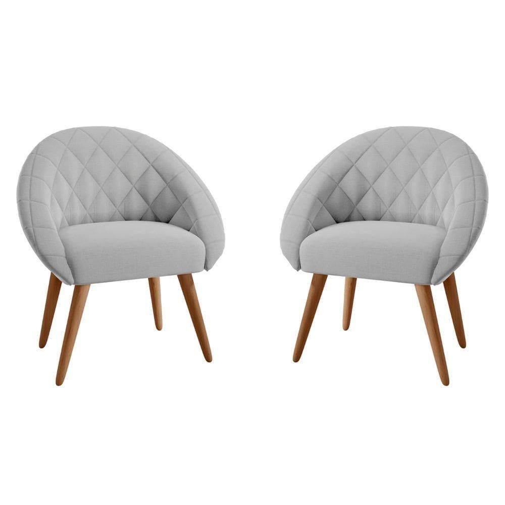 Conjunto Poltrona Decorativa Maricá Linha Cinza