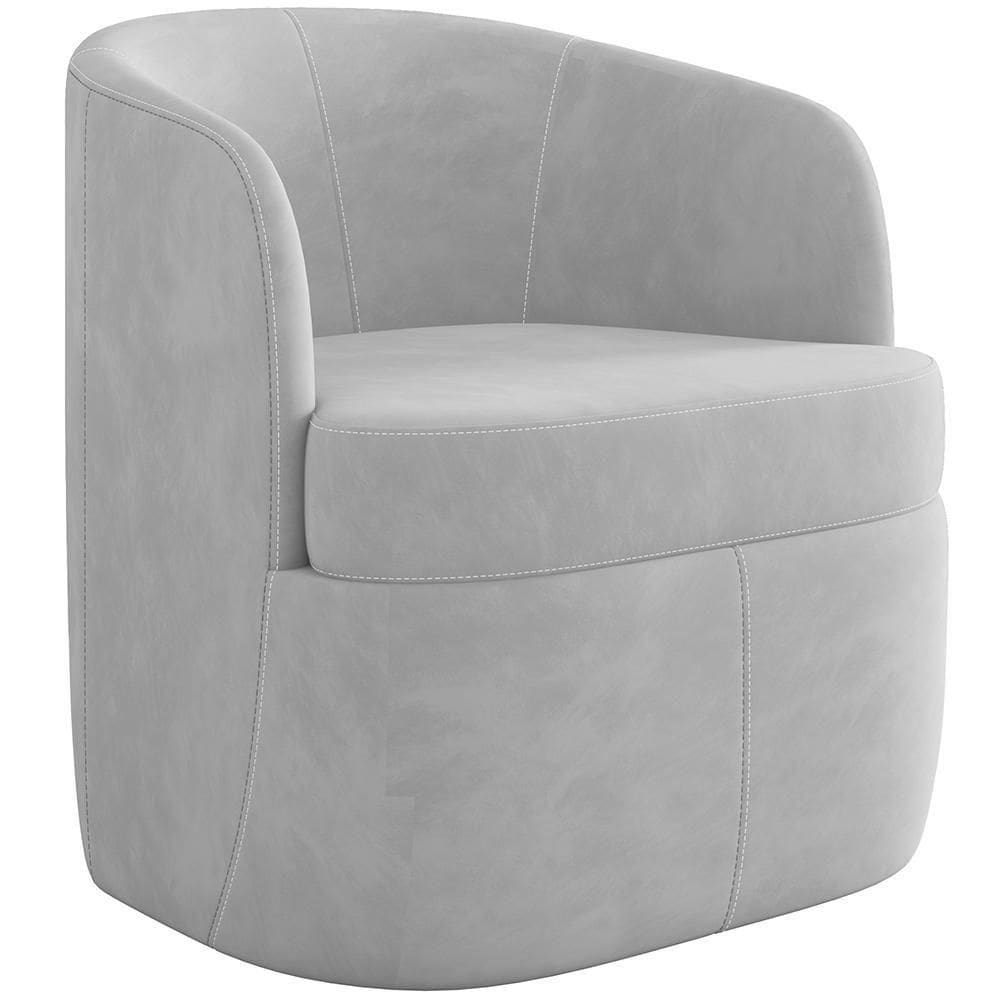 Poltrona Decorativa Giratória Para Sala De Estar Siena K01 Veludo Cinza - Lyam Decor