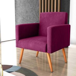 Poltrona Decorativa Para Sala Luan Veludo Turkey Marsala