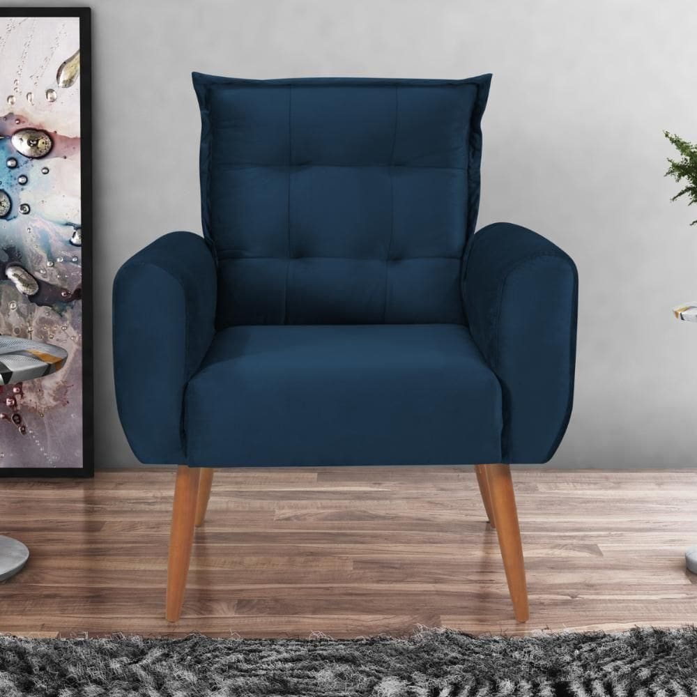 Poltrona Decorativa Vera Veludo Azul