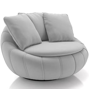 Poltrona Decorativa Giratória Kira M03 Veludo Cinza - Lyam Decor