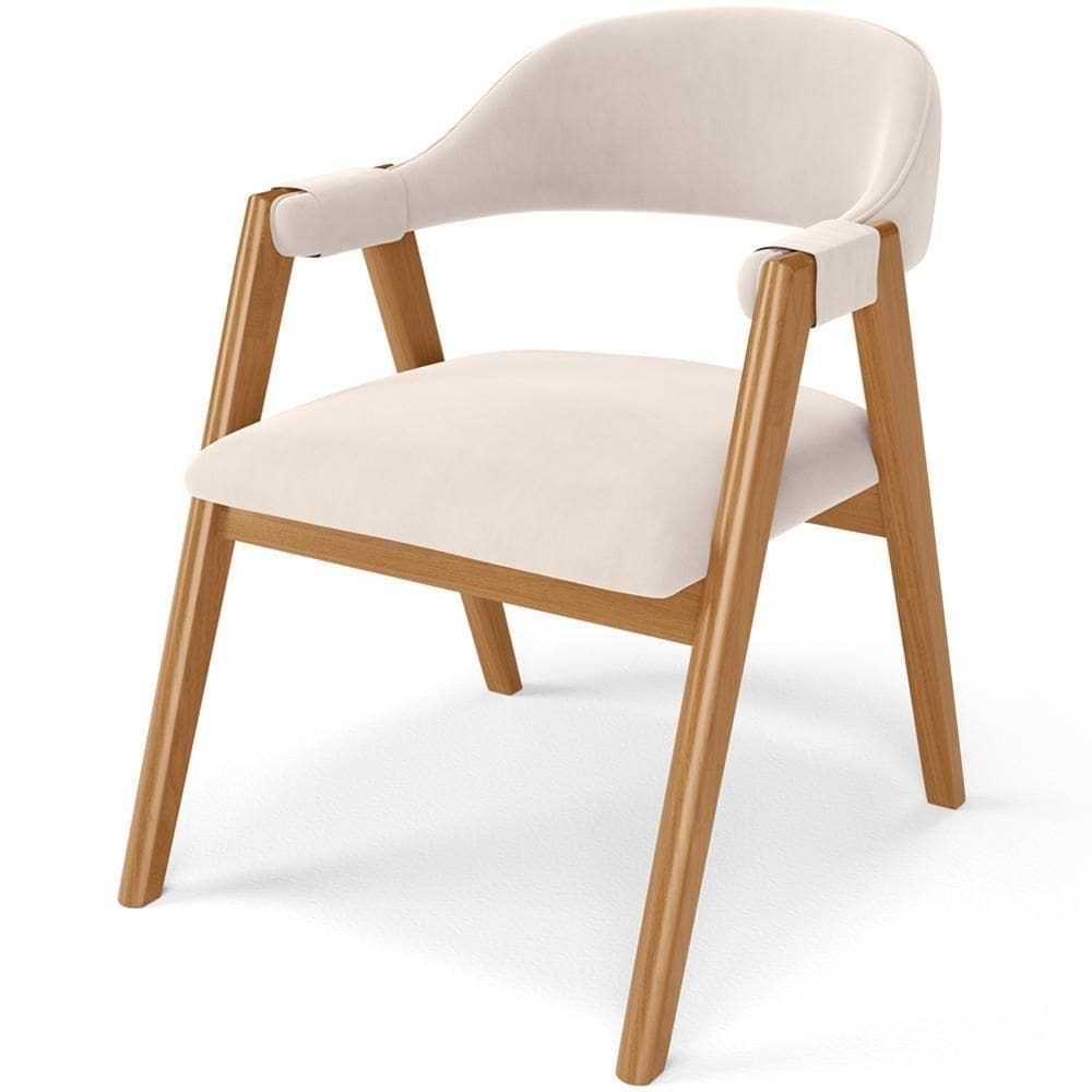 Cadeira De Jantar E Estar Living Estofada Nadja L02 Suede Bege