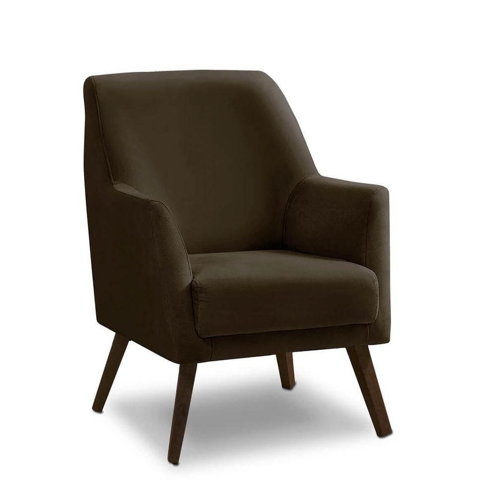 Poltrona Decorativa Retrô Recepção Magali Lisa Veludo Marrom Lansofbr