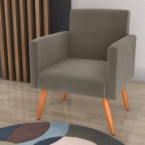 Poltrona Decorativa Para Sala Luan Veludo Cappuccino