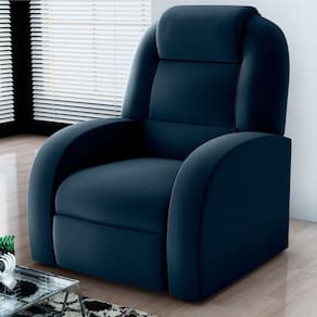 Poltrona Reclinável De Descanso Kai Veludo Azul