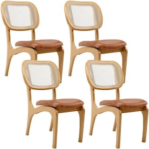 Kit 4 Cadeiras Para Sala De Jantar Estofada E Tela Mariah L02 Couríssimo Camel