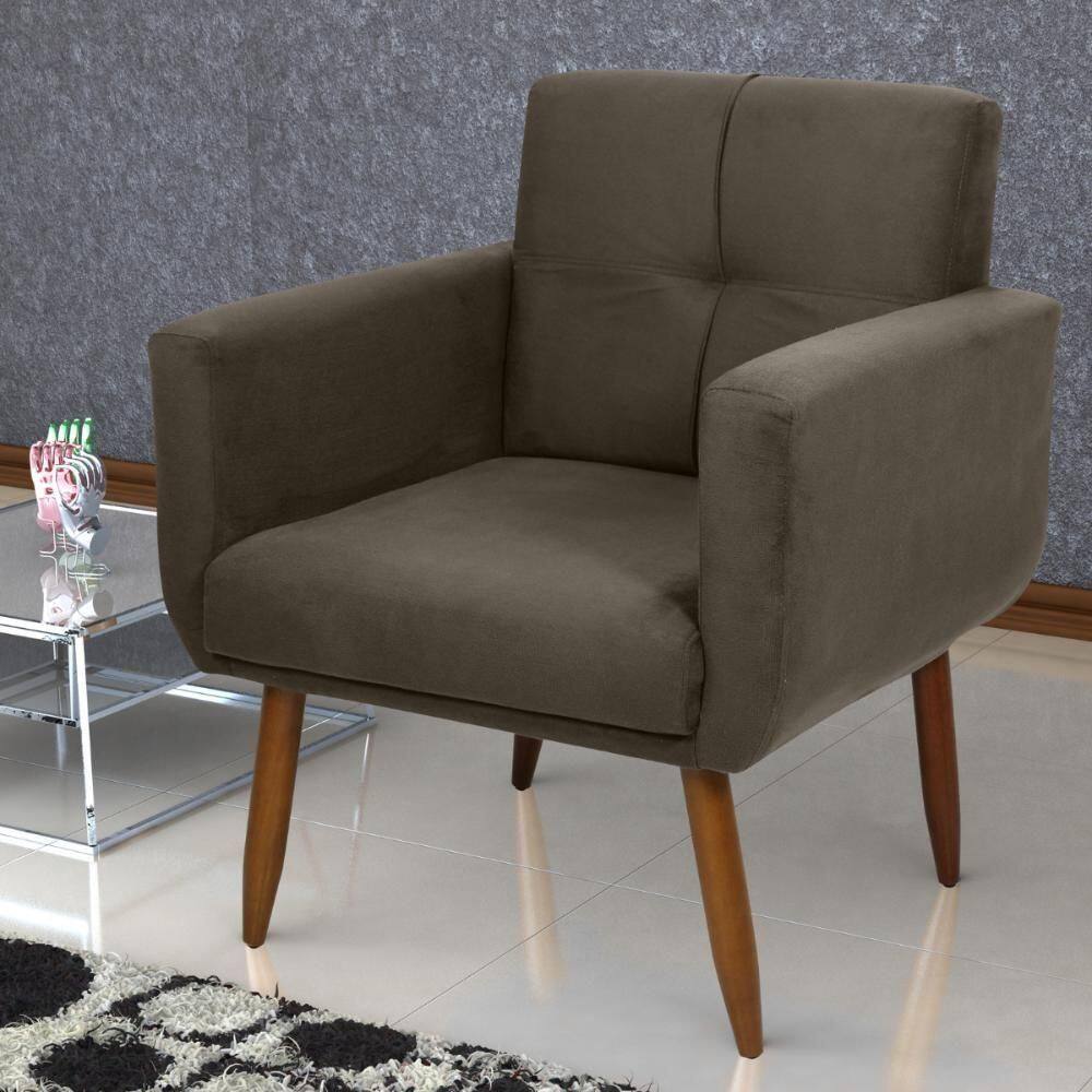 Poltrona Decorativa Para Sala Lilian Suede Cappuccino