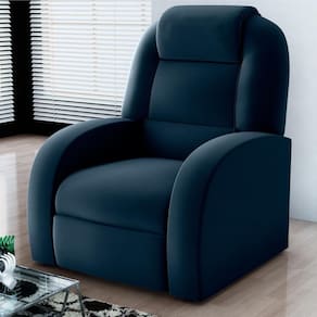 Poltrona Para Sala Reclinável Larry Veludo Azul