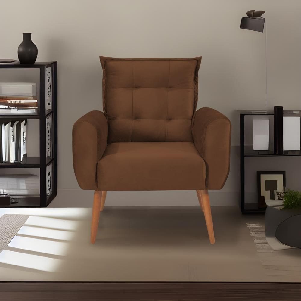 Poltrona Decorativa Para Sala De Estar Quarto E Escritorio Dakota Veludo Matrix - Cobre Cobre