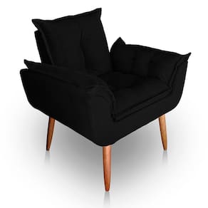 Poltrona Para Sala E Quarto Decorativa Opala Suede Cor Preto