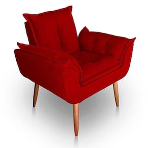 Poltrona Para Sala E Quarto Decorativa Opala Suede Cor Vermelho