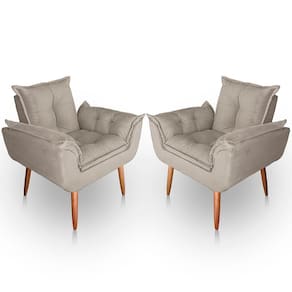 Kit 02 Poltrona Para Sala E Quarto Decorativa Opala Suede Cor Bege