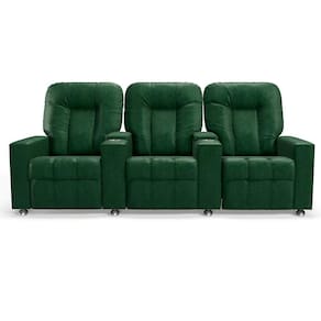 Poltrona Do Papai Reclinável 3 Lugares Sala De Cinema Arsenal Manual Pu Verde