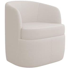 Poltrona Decorativa Giratória Para Sala De Estar Siena K01 Bouclê Creme - Lyam Decor