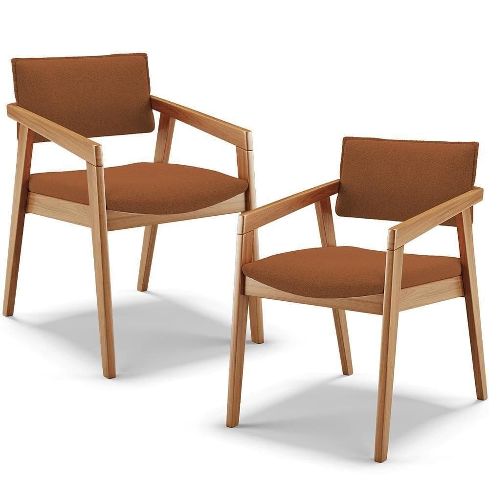 Kit 02 Cadeiras Para Sala De Jantar Estar Living Giorgia B04 Bouclê Terracota - Lyam Decor
