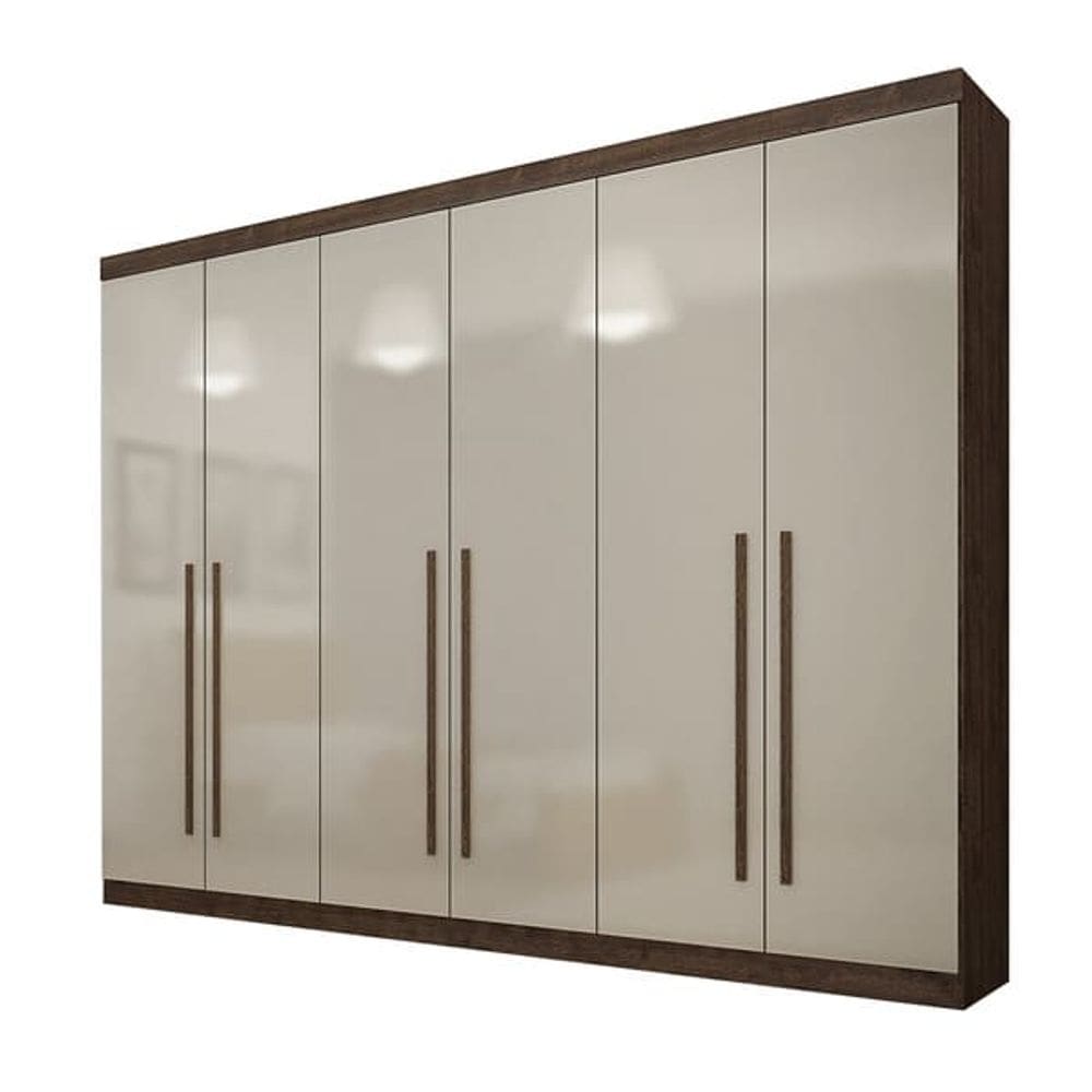 Guarda Roupa Casal 6 Portas 4 Gavetas - Uberaba-CANION / OFF WHITE - Star Móveis