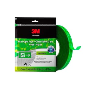 Fita Dupla Face 3m VHB 4910 Uso Interno Transparente /Verde 25mm x 20m