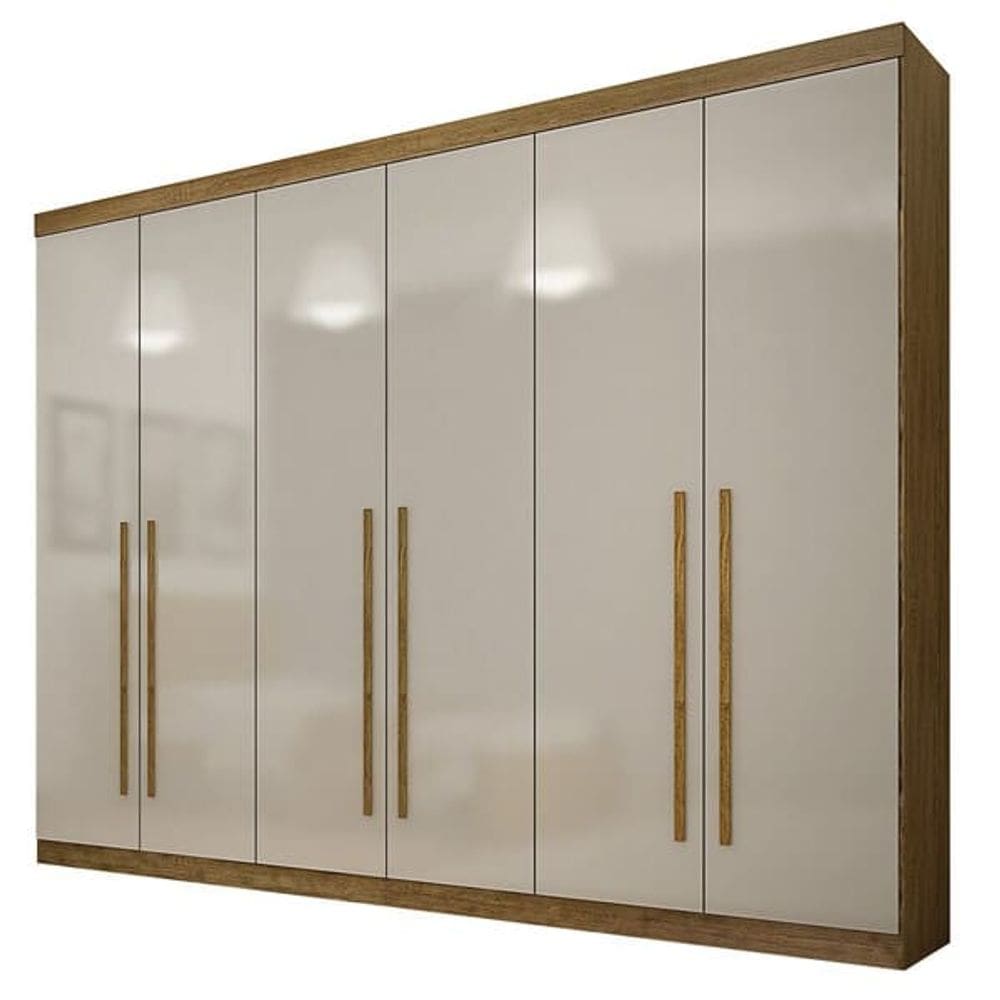 Guarda Roupa Casal 6 Portas 4 Gavetas - Uberaba-Frejó/Off White - Star Móveis