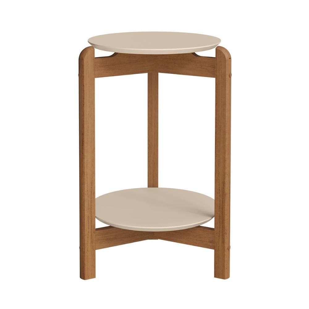 Mesa Lateral Sala Lizz com Pés de Madeira Maciça