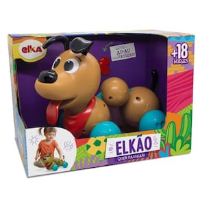 Brinquedo Elkão Quer Passear! Cachorrinho de Puxar com Cordão