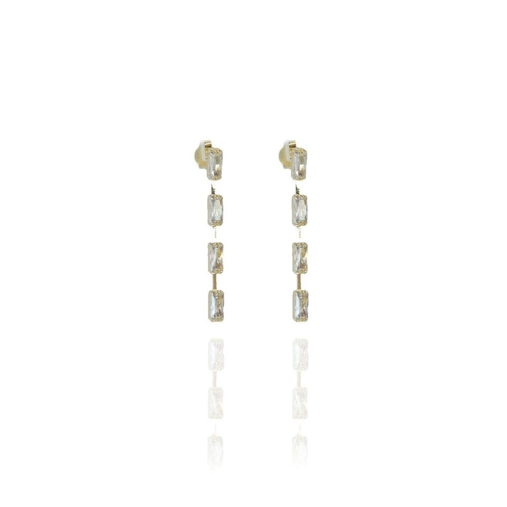 Brinco Corrente De Zircônias Folheado A Ouro 18k