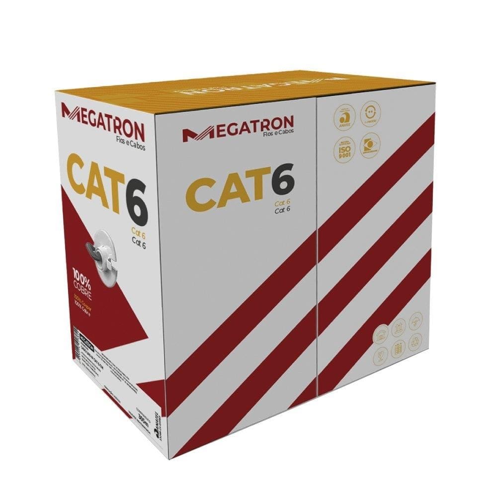 Cabo Megatron Categoria 6 Cabos de Rede Lan 4 Pares 305m Vermelho Caixa
