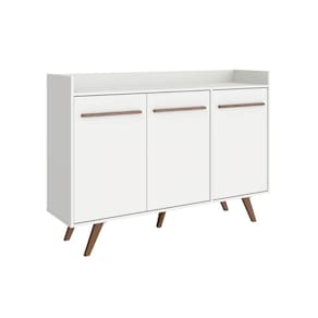 Aparador Buffet Retrô com 3 Portas Branco MDP 136x36x95cm RT