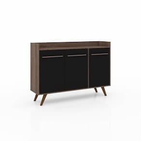 Aparador Buffet Retrô com 3 Portas Rústico Preto MDP 136x36x