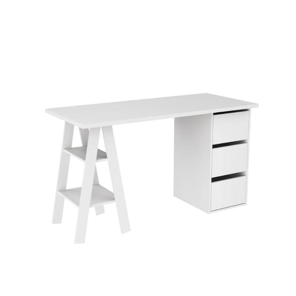 Mesa Escrivaninha com 3 Gavetas Branco 135x60x78cm MDP MB 10